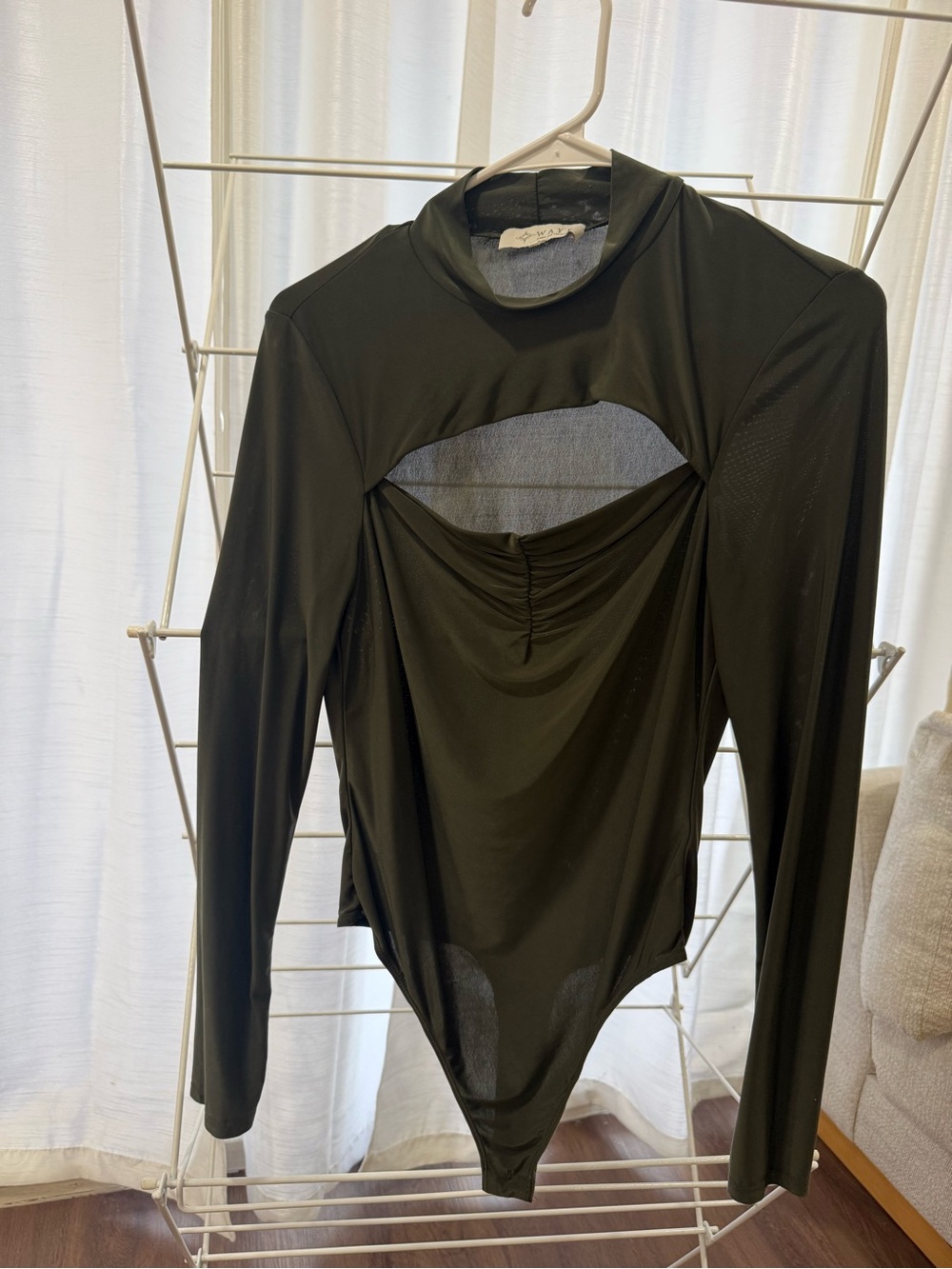 Wayf Olive Green Long-Sleeve Cutout Bodysuit